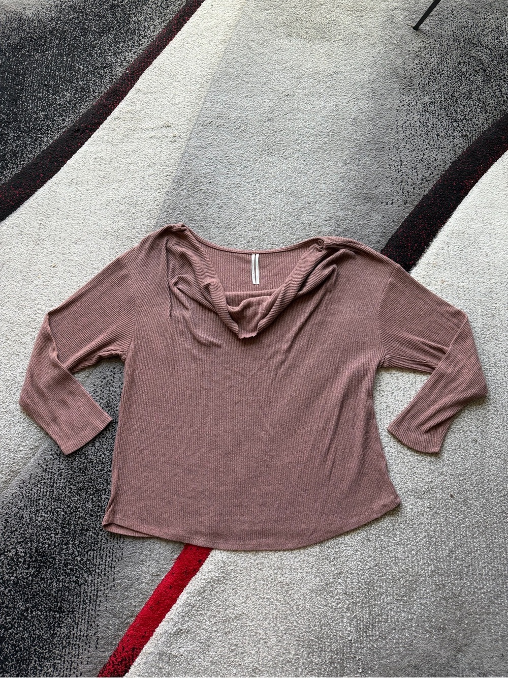 Anthropologie Ribbed Knit Cowl Neck Long Sleeve Top
